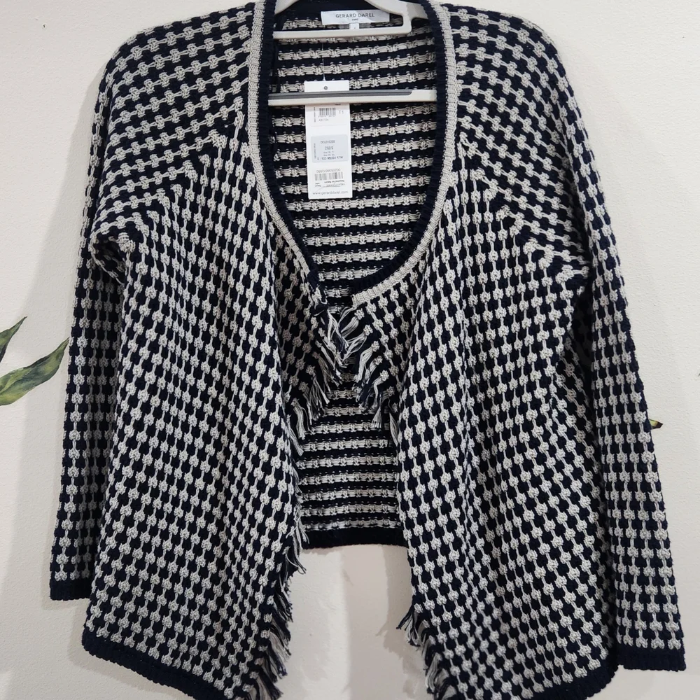 Gerard Darel Navy and White Patterned Cardigan Size 1 - Picture 1 of 15